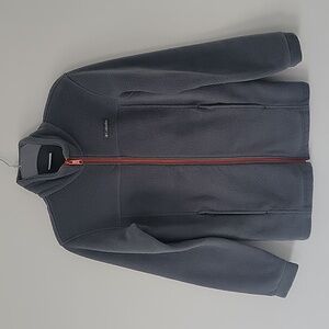 Columbia Kids' Grey Orange Mock Neck Full Zipper Fleece Jacket Boys Size L 14/15